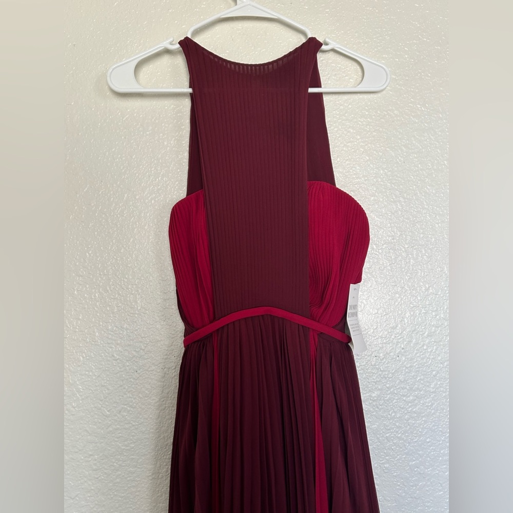 NWT Celeb pleated Crepe strapless Maxi Dress Formal prom, burgundy red, Sz.2 - Picture 6 of 13